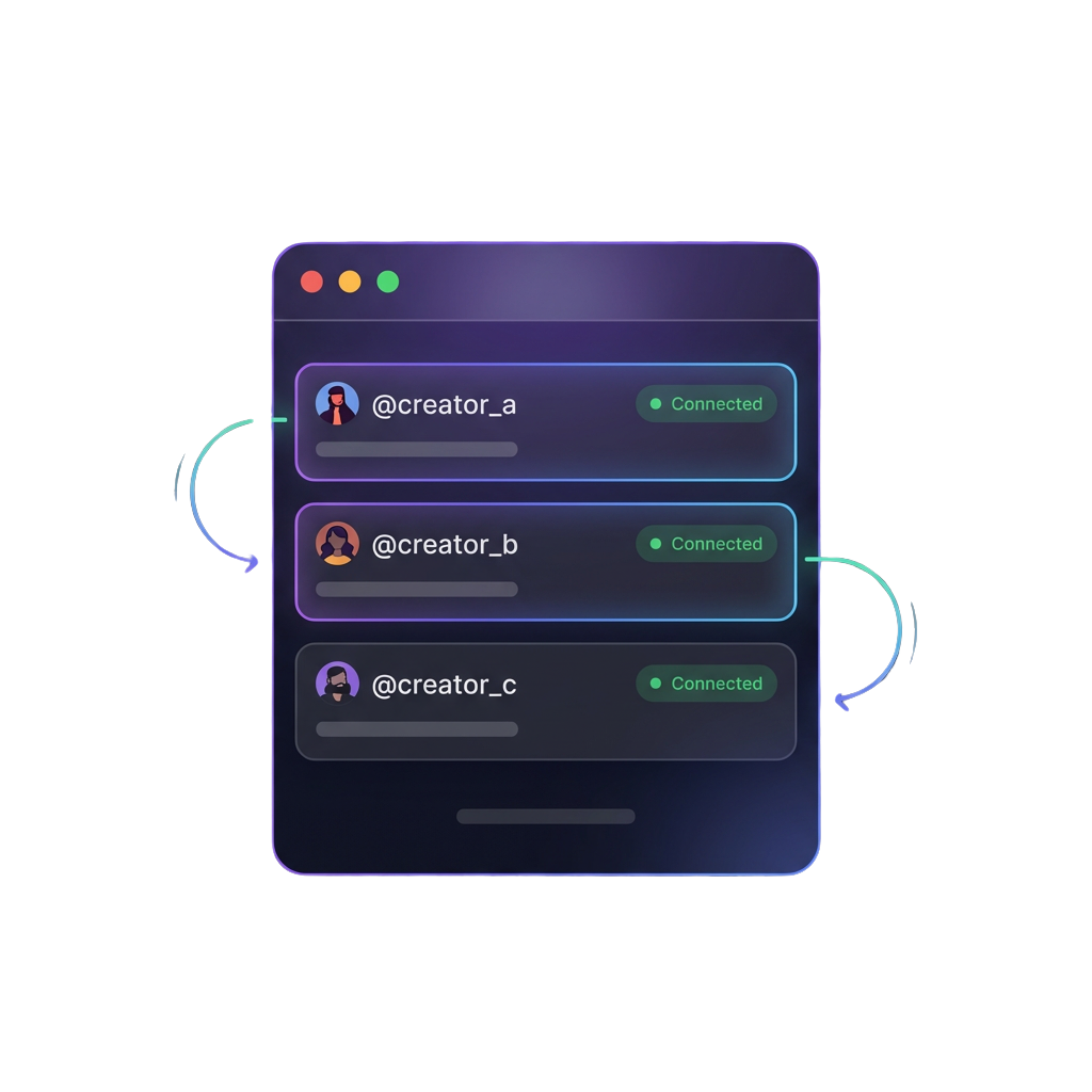 Mockup de contas conectadas da BeeFlow